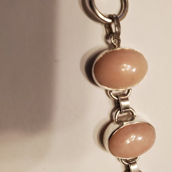 PINK  OPAL  STERLING  SILVER  BRACELET - Picture 6 of 10